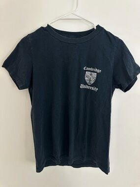 Brandy Melville Black Cambridge Crest Tee